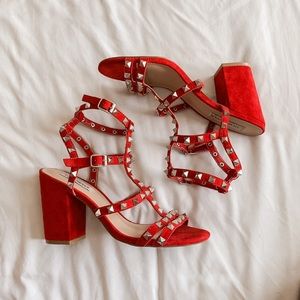 Red Steve Madden Block Heels